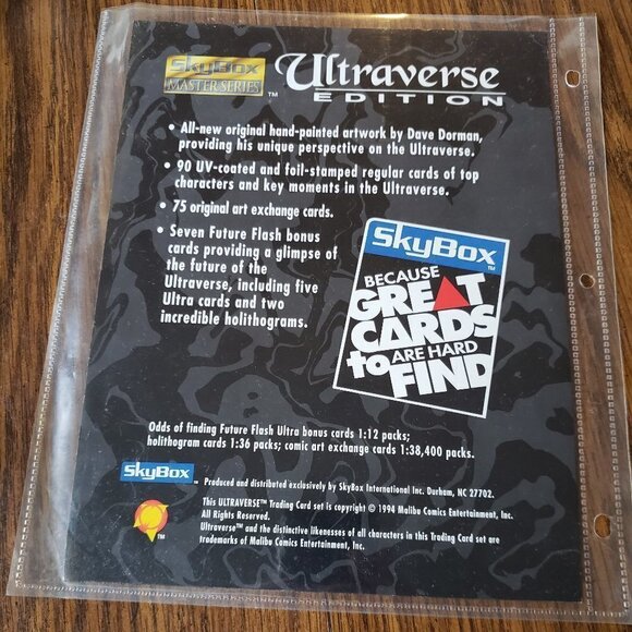 1994 Skybox Master Series Ultraverse Edition Promo Sheet Malibu Comics - Picture 2 of 2